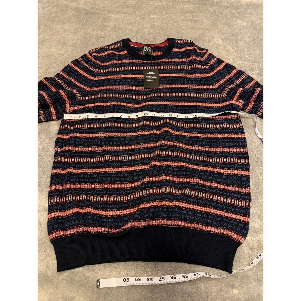 Jos A Bank Traveler Pima Cotton Mens XL‎ Crew Neck Striped Sweater - Picture 2 of 7